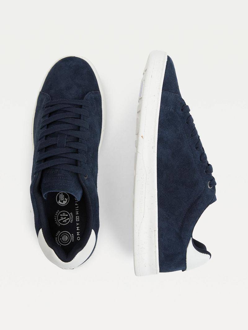 Férfi Tommy Hilfiger Velúr cupsole Sneaker Sötétkék | HU 1416SGL